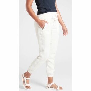 Athleta Cabo Linen Jogger Pants Size 8 White